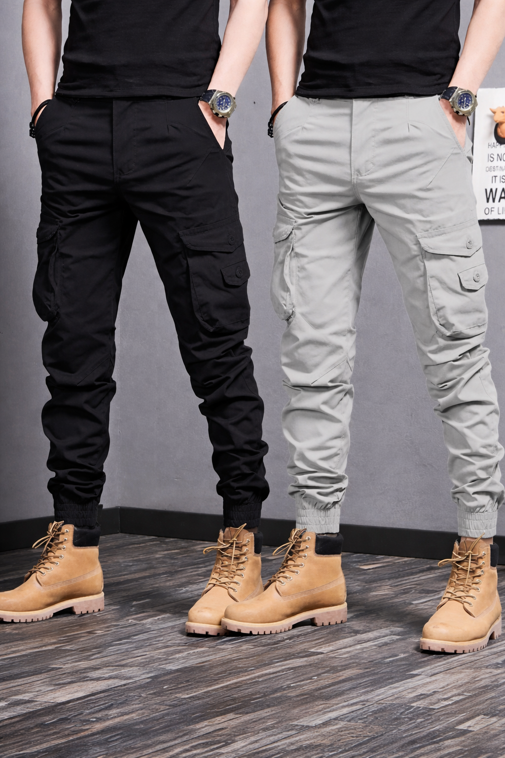 🔥 BUY 1 GET 1 FREE 🔥 Men’s Slim Fit Cargo Jogger Pants with Elastic Ankle Cuffs