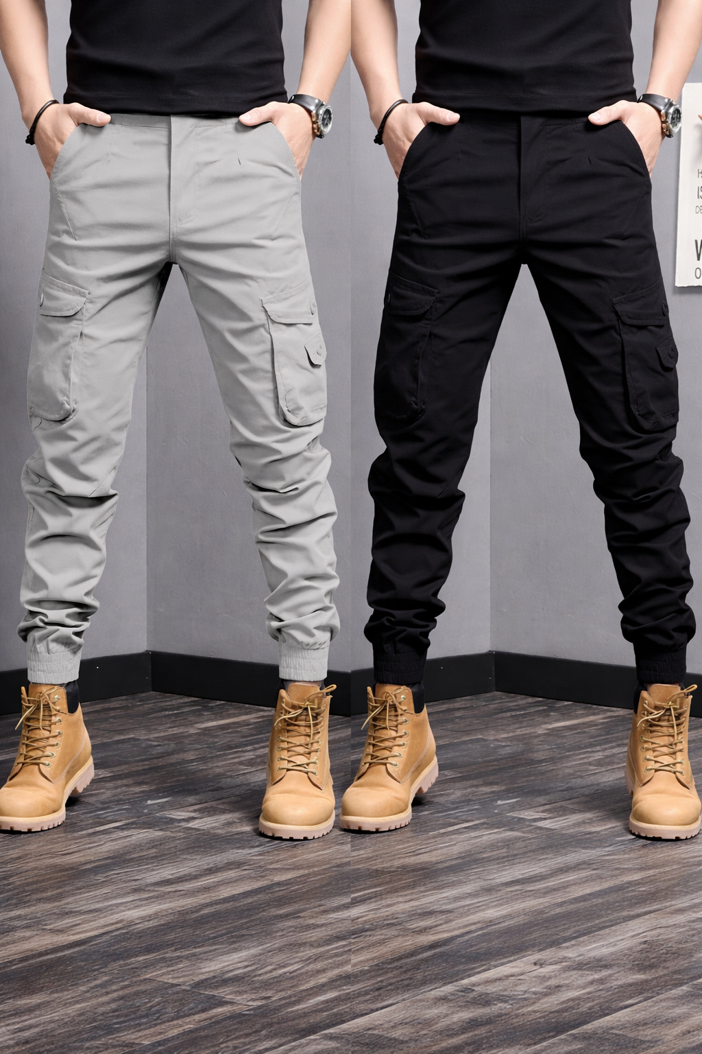 🔥 BUY 1 GET 1 FREE 🔥 Men’s Slim Fit Cargo Jogger Pants with Elastic Ankle Cuffs