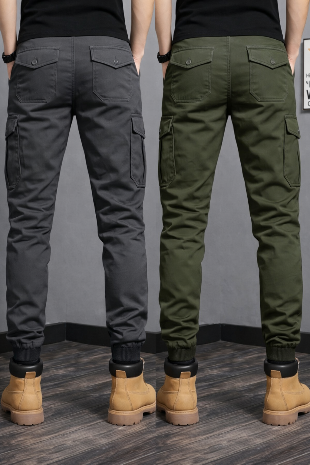 🔥 BUY 1 GET 1 FREE 🔥  Men’s Slim Fit Cargo Jogger Pants with Elastic Ankle Cuffs